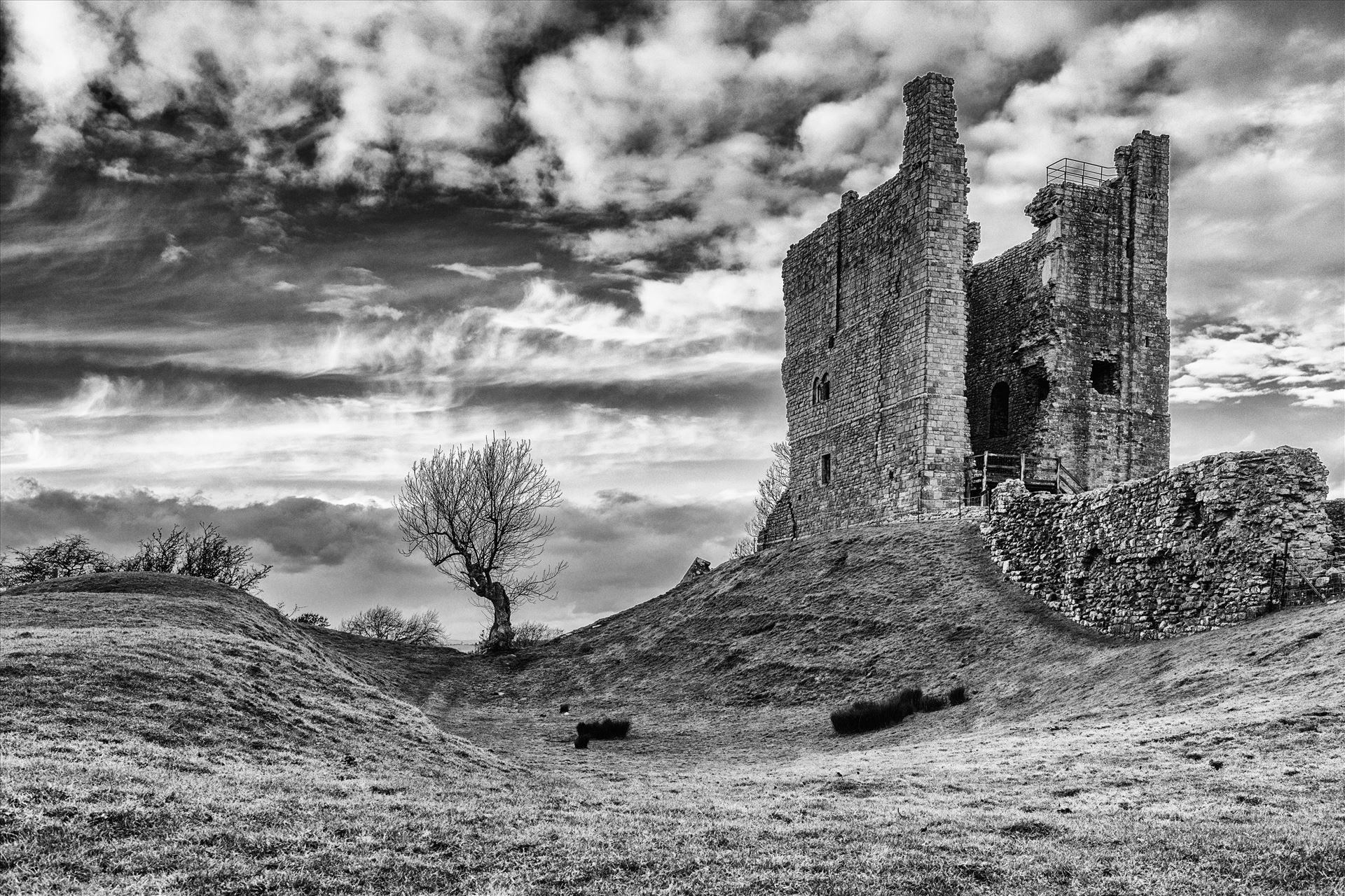Brough Castle - Brough Castle is a ruined castle in the village of Brough, Cumbria, England. The castle was built by William Rufus around 1092 within the old Roman fort of Verterae to protect a key route through the Pennine Mountains. by philreay