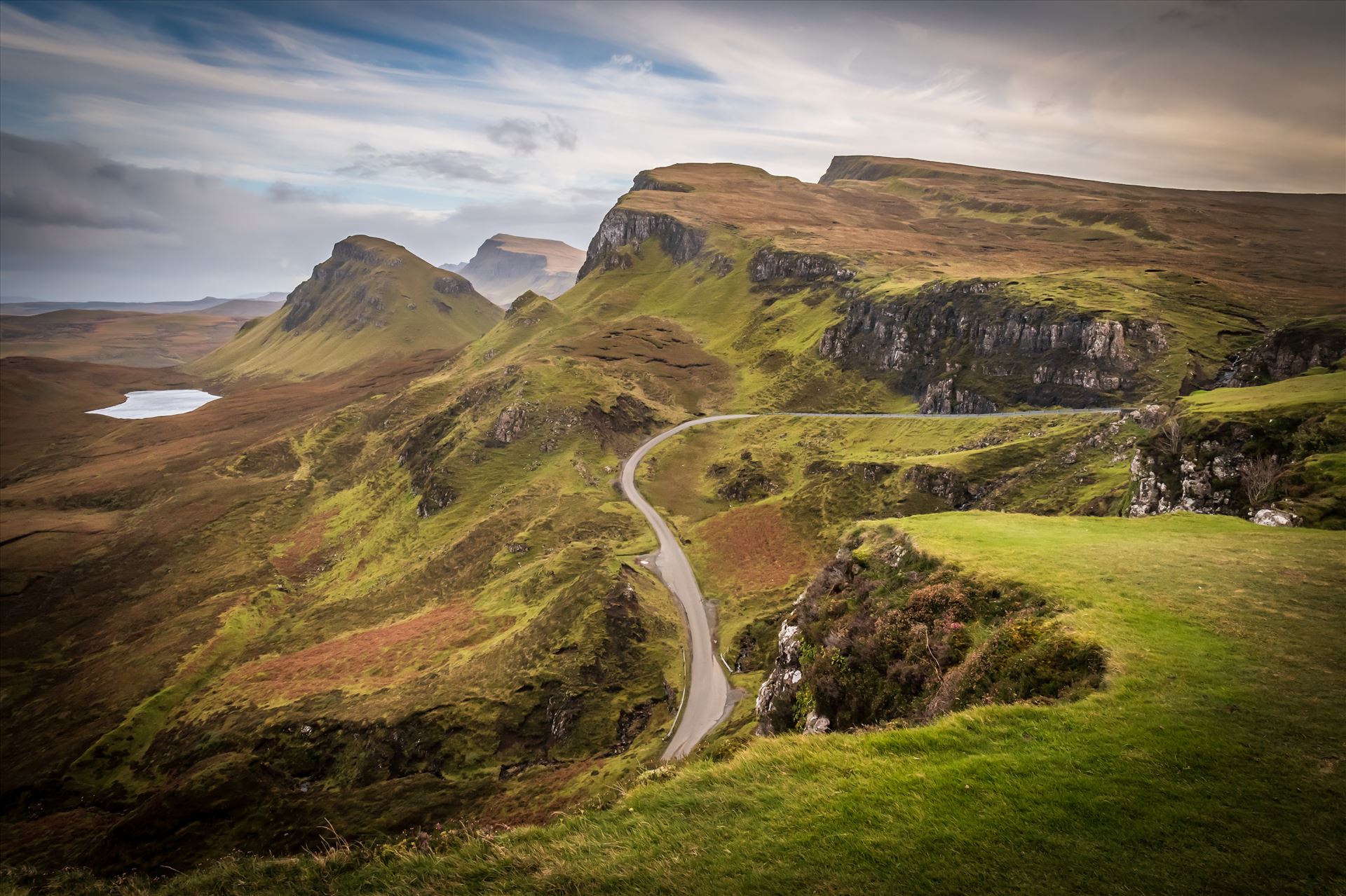 The Quiraing (2) - The Quiraing is a landslip on the northernmost summit of the Trotternish on the Isle of Skye. The whole of the Trotternish Ridge escarpment was formed by a great series of landslips, the Quiraing is the only part of the slip still moving. by philreay