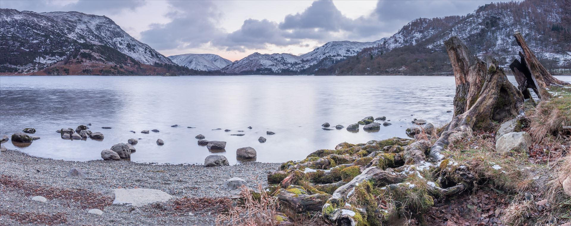 Ullswater at sunset - This is 6 separate shots stitched together to create a panoramic shot of the beautiful lake Ullswater. by philreay