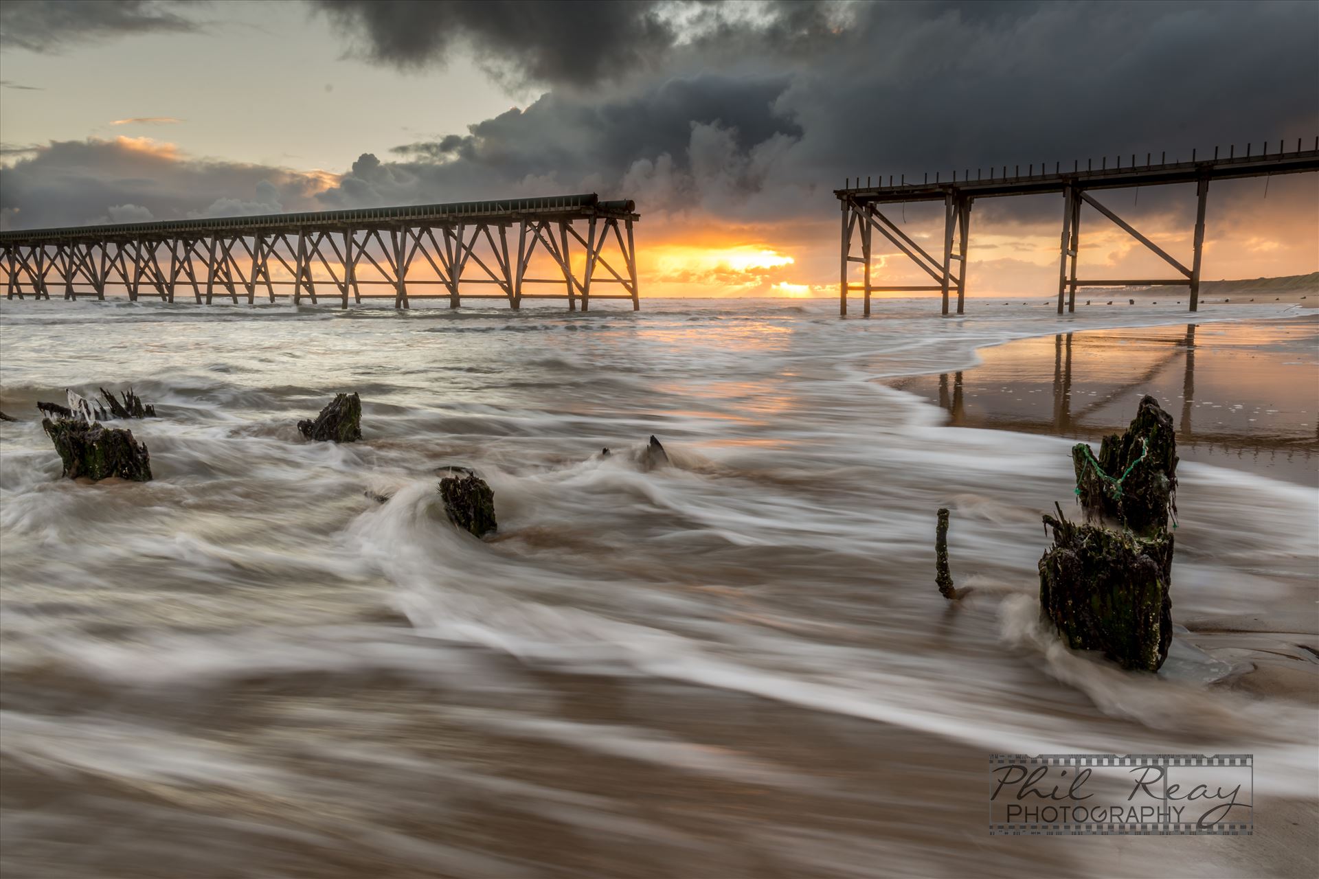 Sunrise at Steetley Pier - Taken at Steetley Pier, Hartlepool. The pier is all that remains of the former Steetley Magnesite works. by philreay