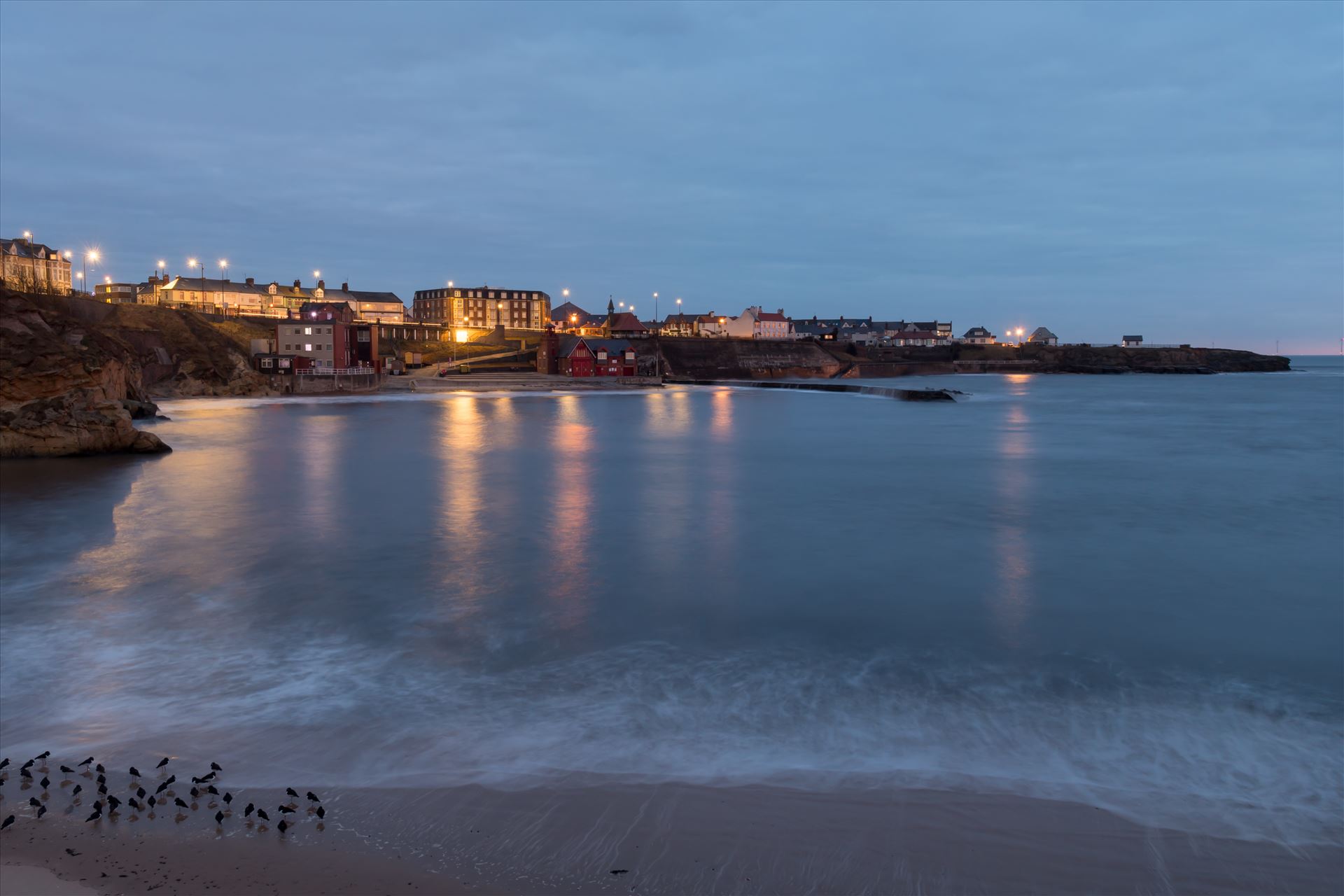 Cullercoats bay at blue hour -  by philreay