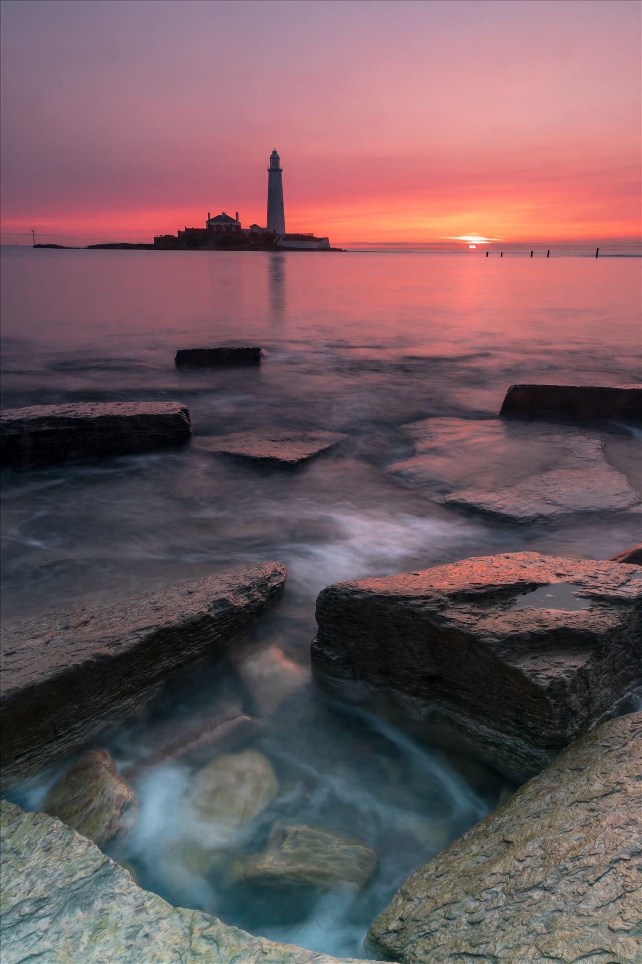 Sunrise at St Mary`s lighthouse & island, Whitley Bay 003 -  by philreay
