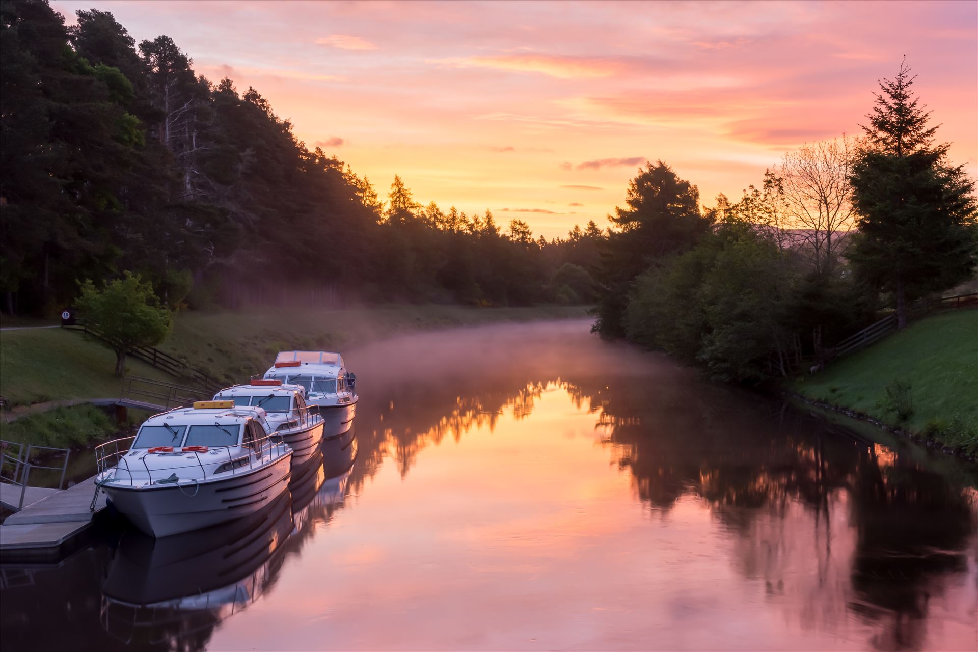 Sunrise at Kytra lock, Caladonian Canal -  by philreay