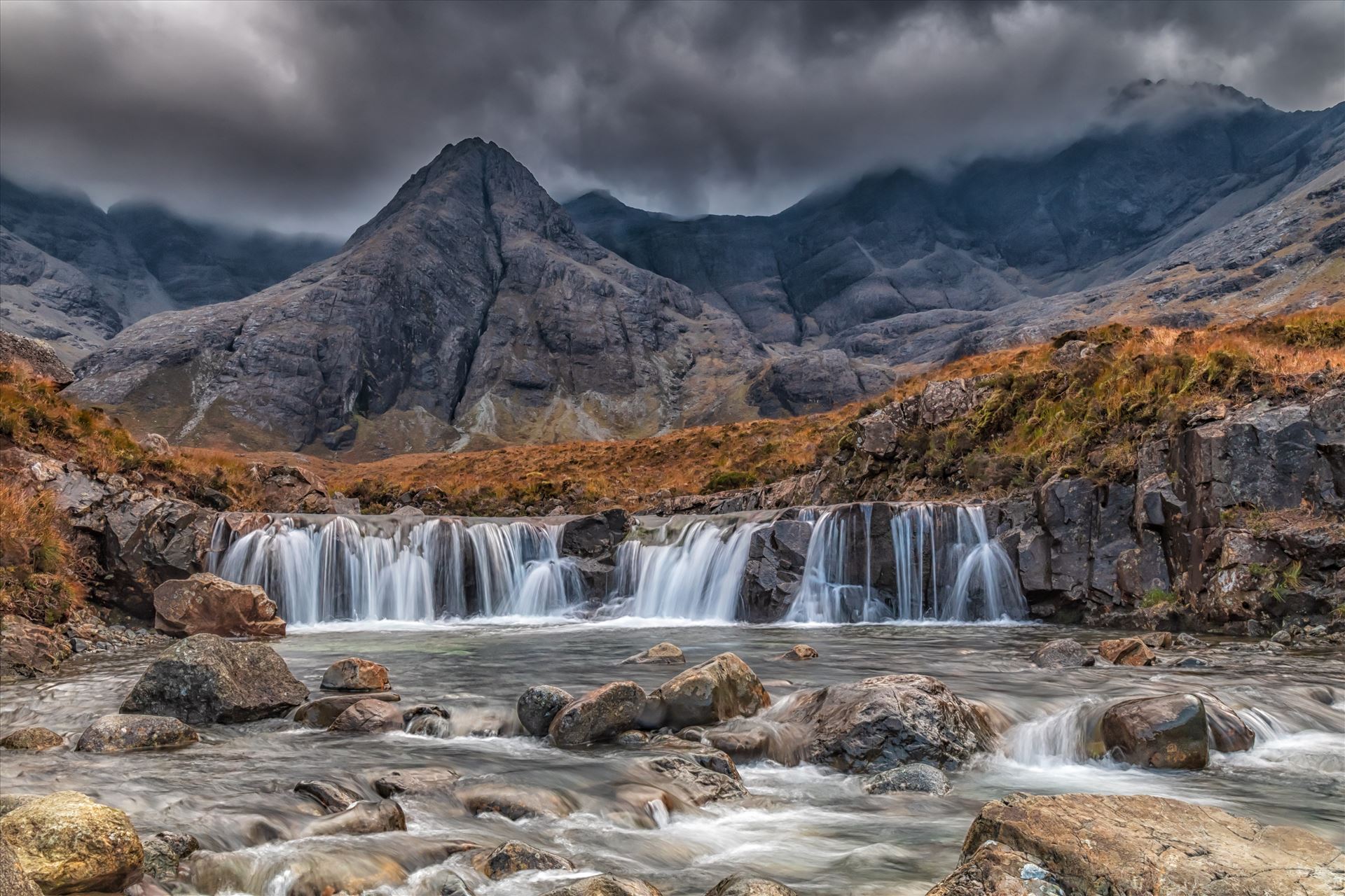 The Fairy Pools, Skye - The Fairy Pools are a natural waterfall phenomenon in Glen Brittle on the Allt Coir' a' Mhadaidh river on the Isle of Skye. by philreay