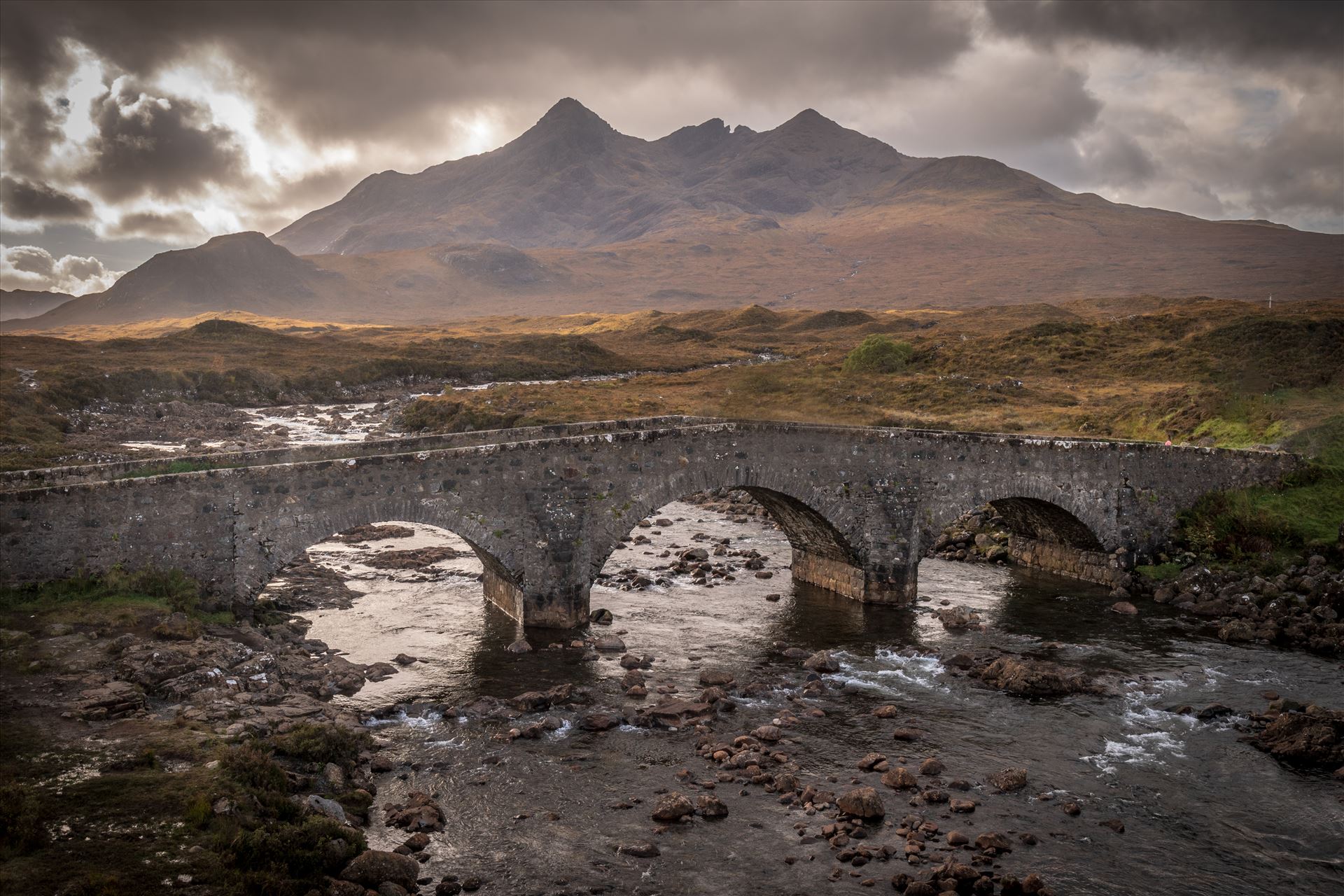 Sligachan Bridge, Isle of Skye (2) - Sligachan is situated at the junction of the roads from Portree, Dunvegan & Broadford on the Isle of Skye. The Cullin mountains can be seen in the background. by philreay