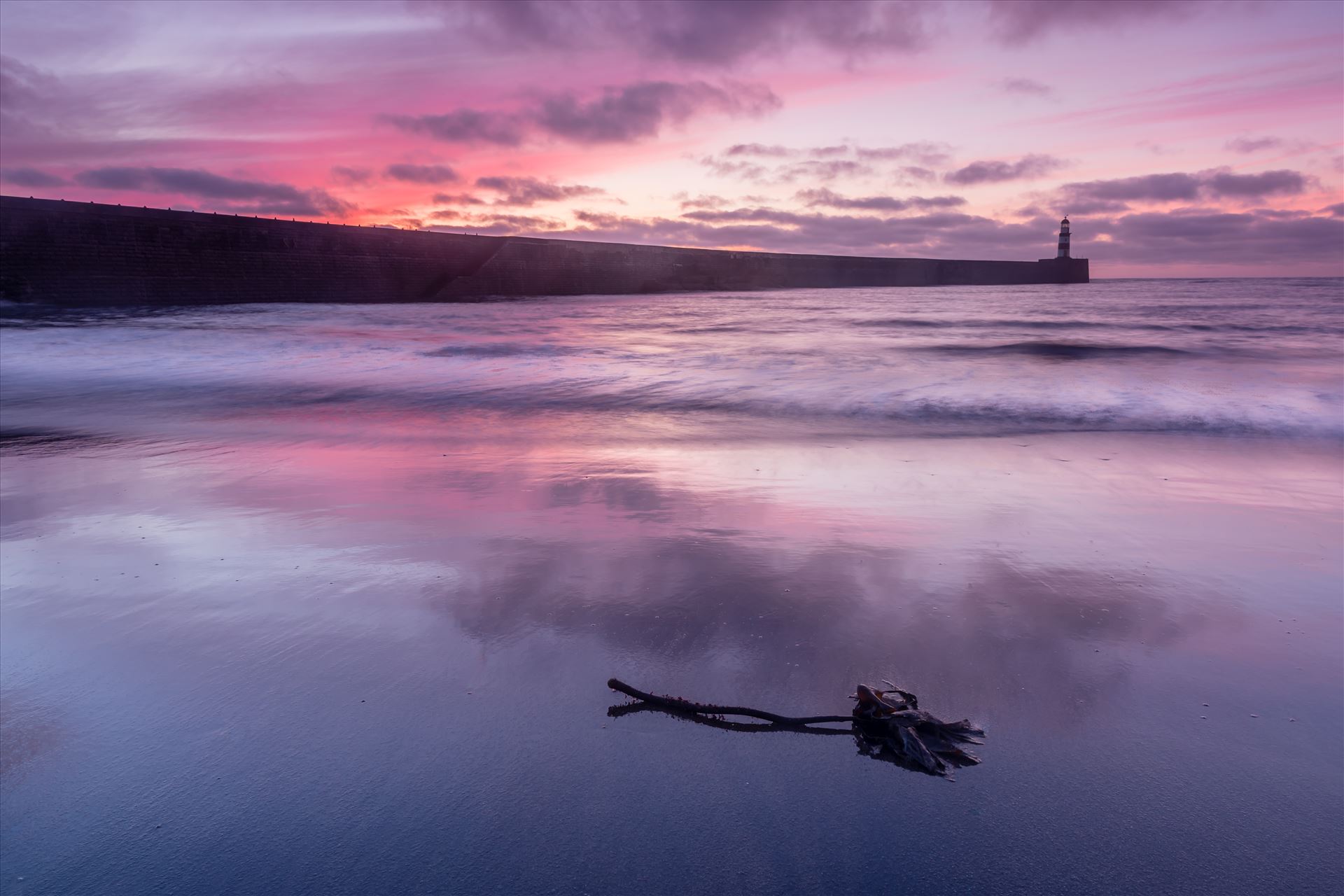 Seaham beach & pier - Another early start to catch this fabulous sunrise at Seaham beach. 
Seaham sits on the Durham coast in between Sunderland to the north & Hartlepool to the south. by philreay