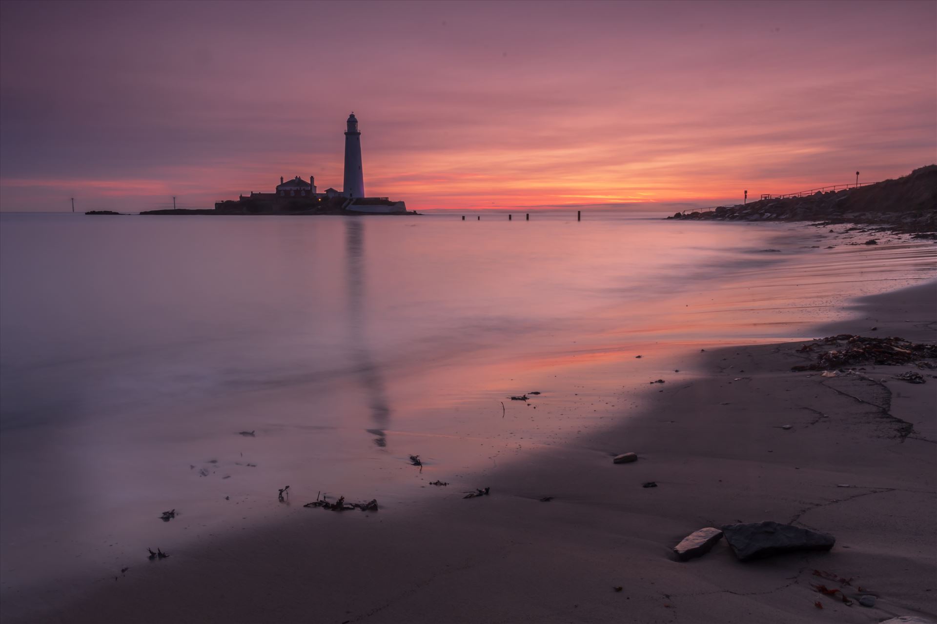 Sunrise at St Mary`s lighthouse & island, Whitley Bay 007 -  by philreay