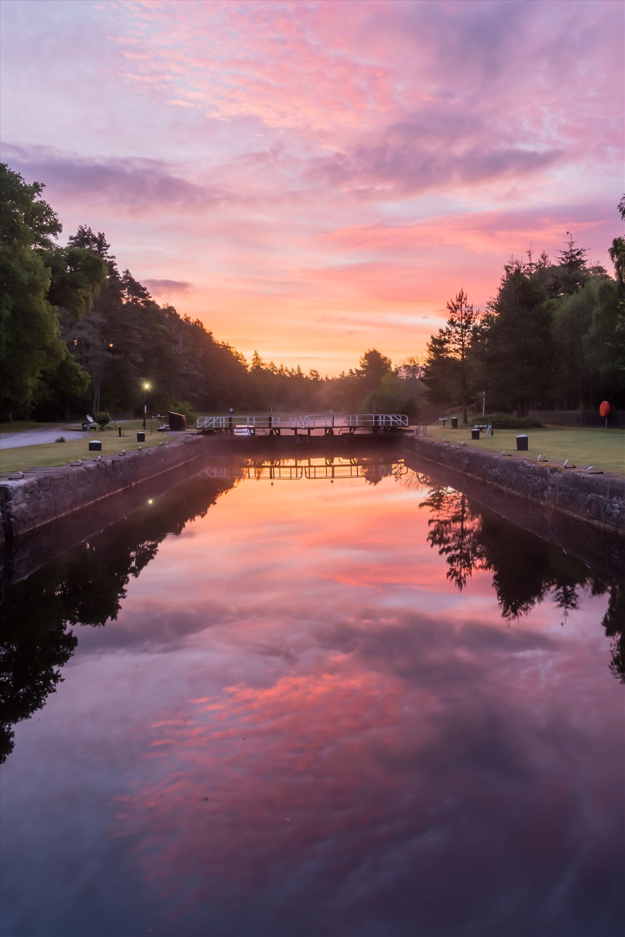 Sunrise at Kytra lock, Caladonian Canal -  by philreay