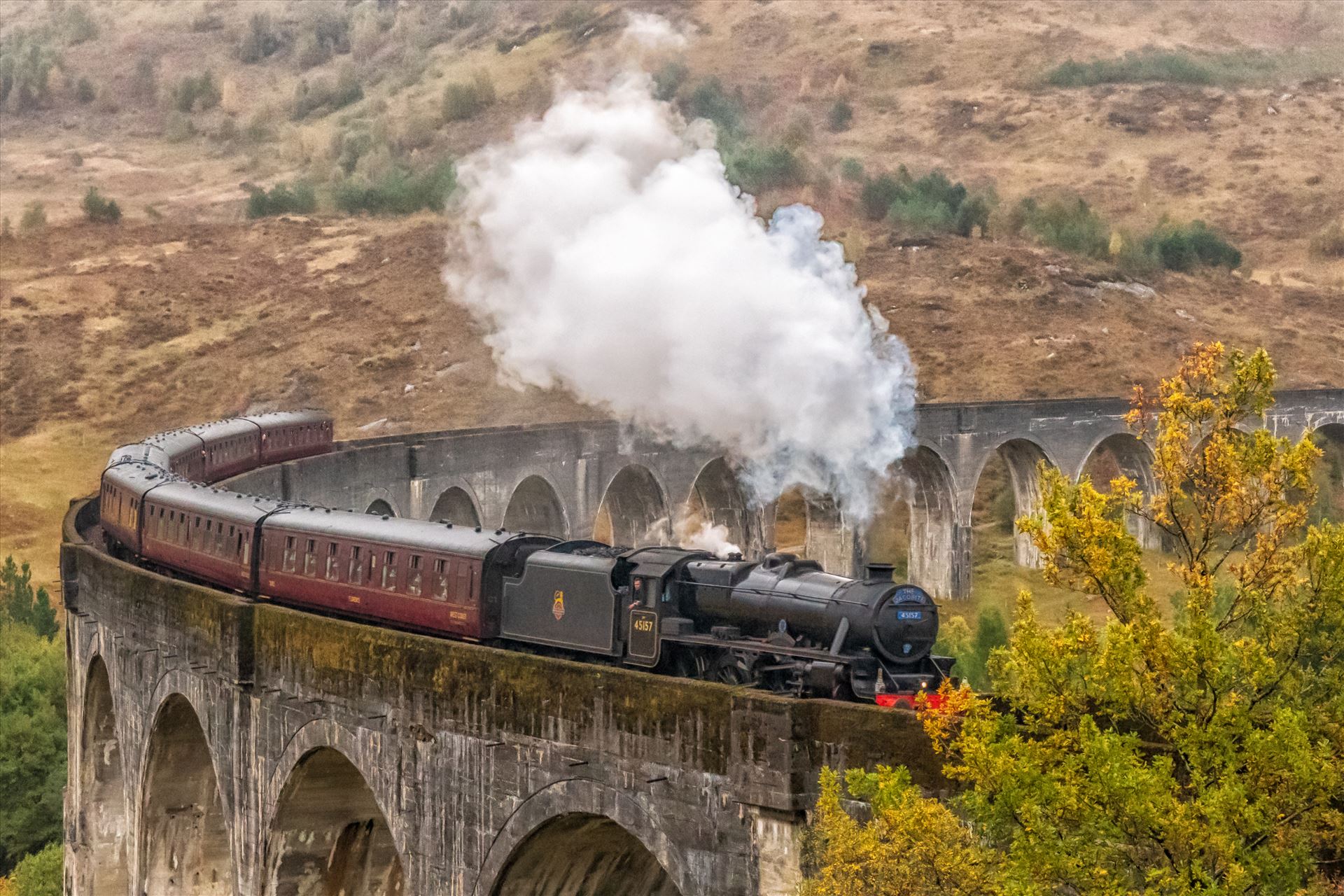 The Glenfinnan Viaduct (1) - The Glenfinnan viaduct is a railway viaduct on the West Highland line which connects Fort William and Malaig. The viaduct has been the location for many films and tv series but probably most famous for the Harry Potter films. by philreay