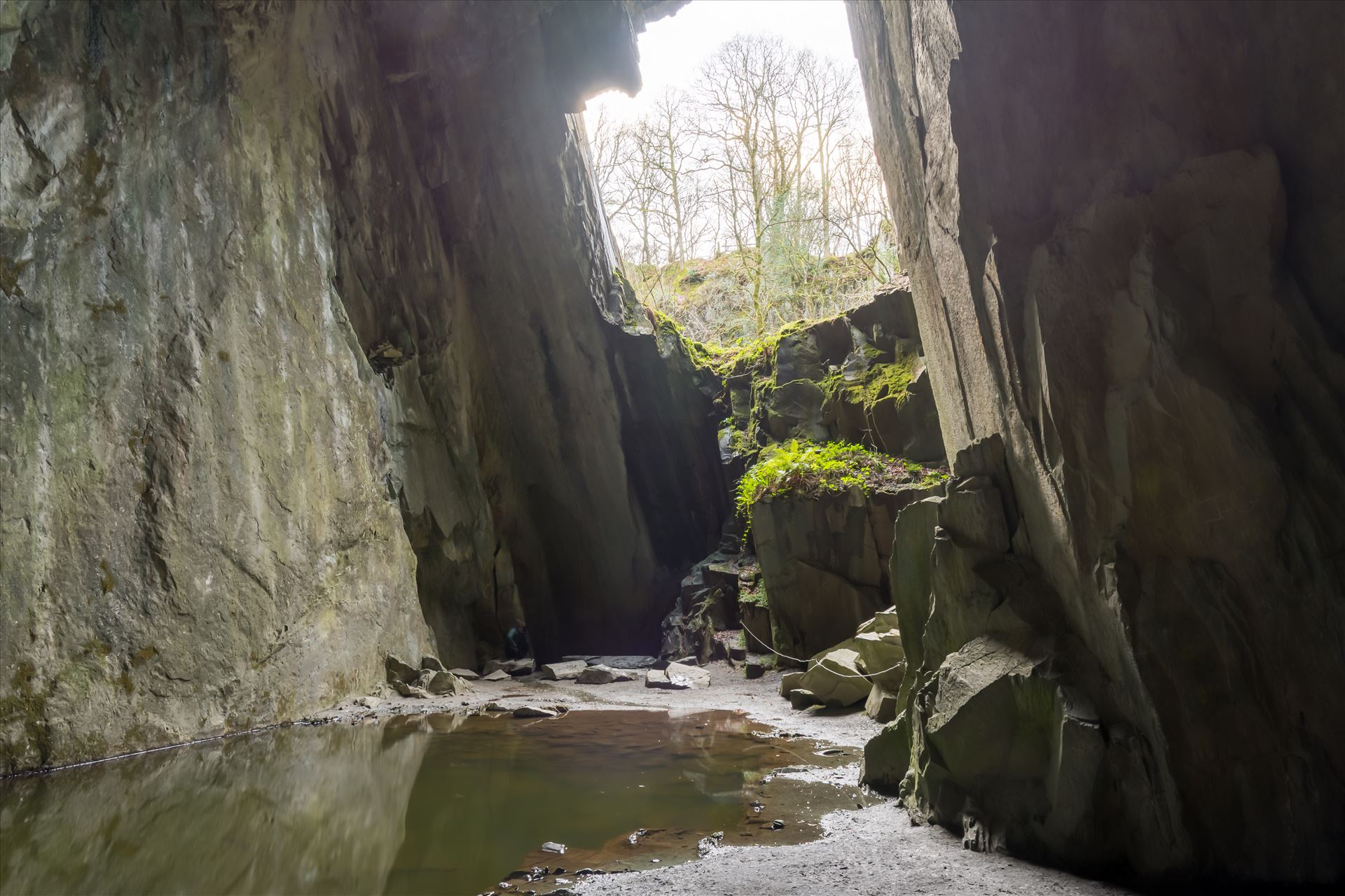 Cathedral Cave - The Cathedral quarries are a small network of inter-linked quarries above Little Langdale. The system is best known for its main chamber, which still stands forty feet in height. by philreay