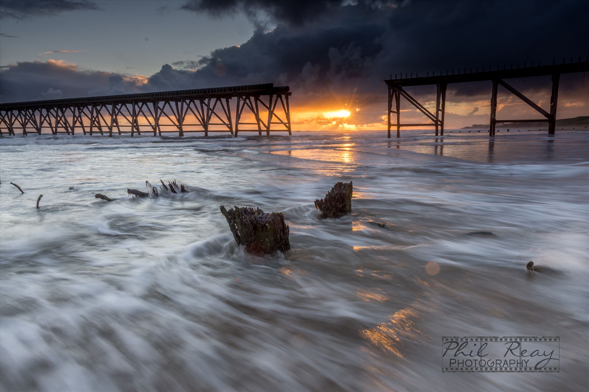 Sunrise at Steetley Pier - Taken at Steetley Pier, Hartlepool. The pier is all that remains of the former Steetley Magnesite works. by philreay