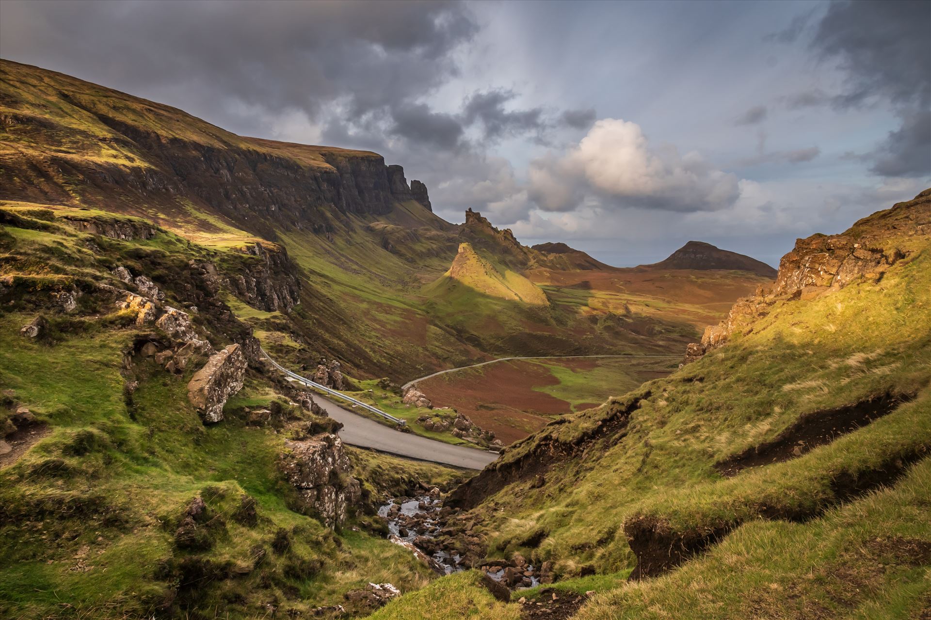 The Quiraing (1) - The Quiraing is a landslip on the northernmost summit of the Trotternish on the Isle of Skye. The whole of the Trotternish Ridge escarpment was formed by a great series of landslips, the Quiraing is the only part of the slip still moving. by philreay