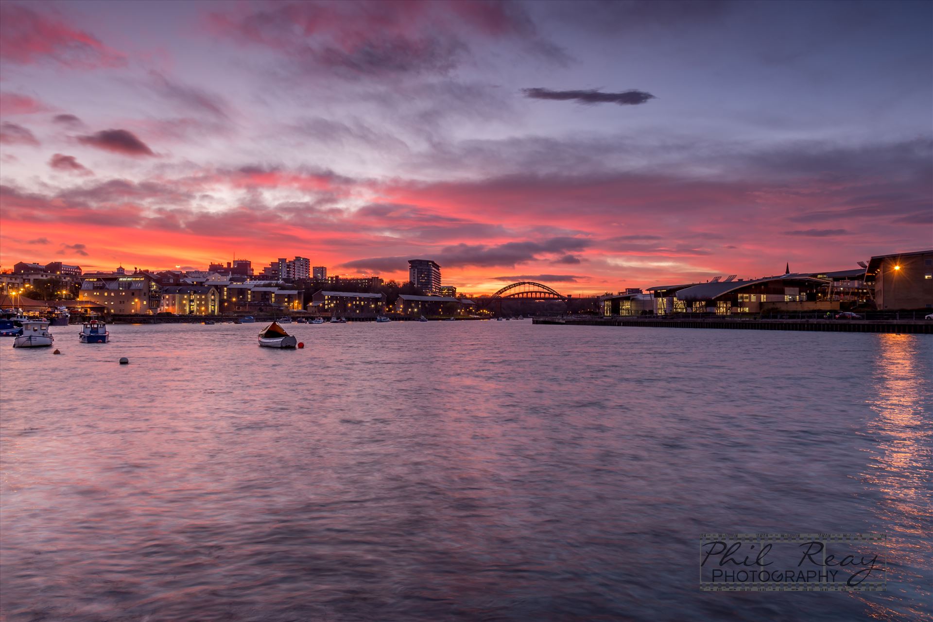 Sunset on the Wear - A fabulous sunset at Sunderland Fish Quay by philreay
