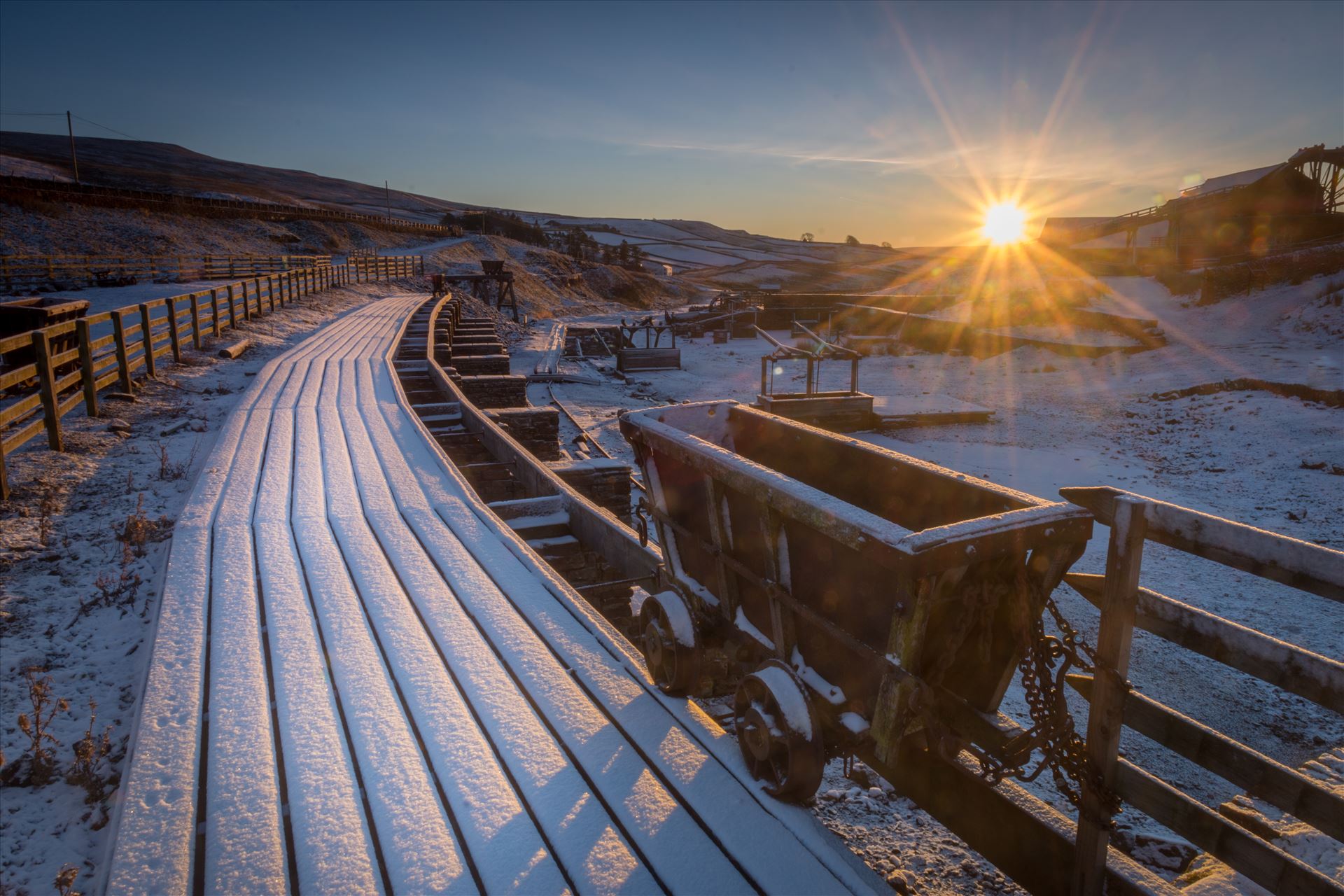 Killhope lead mine at sunrise - The mining of lead ore took place here from 1818 until 1910 when production ceased, although it was briefly reopened in 1916. It lay derelict for over 60 years & fell into decay until the local council started a restoration programme in 1980. by philreay