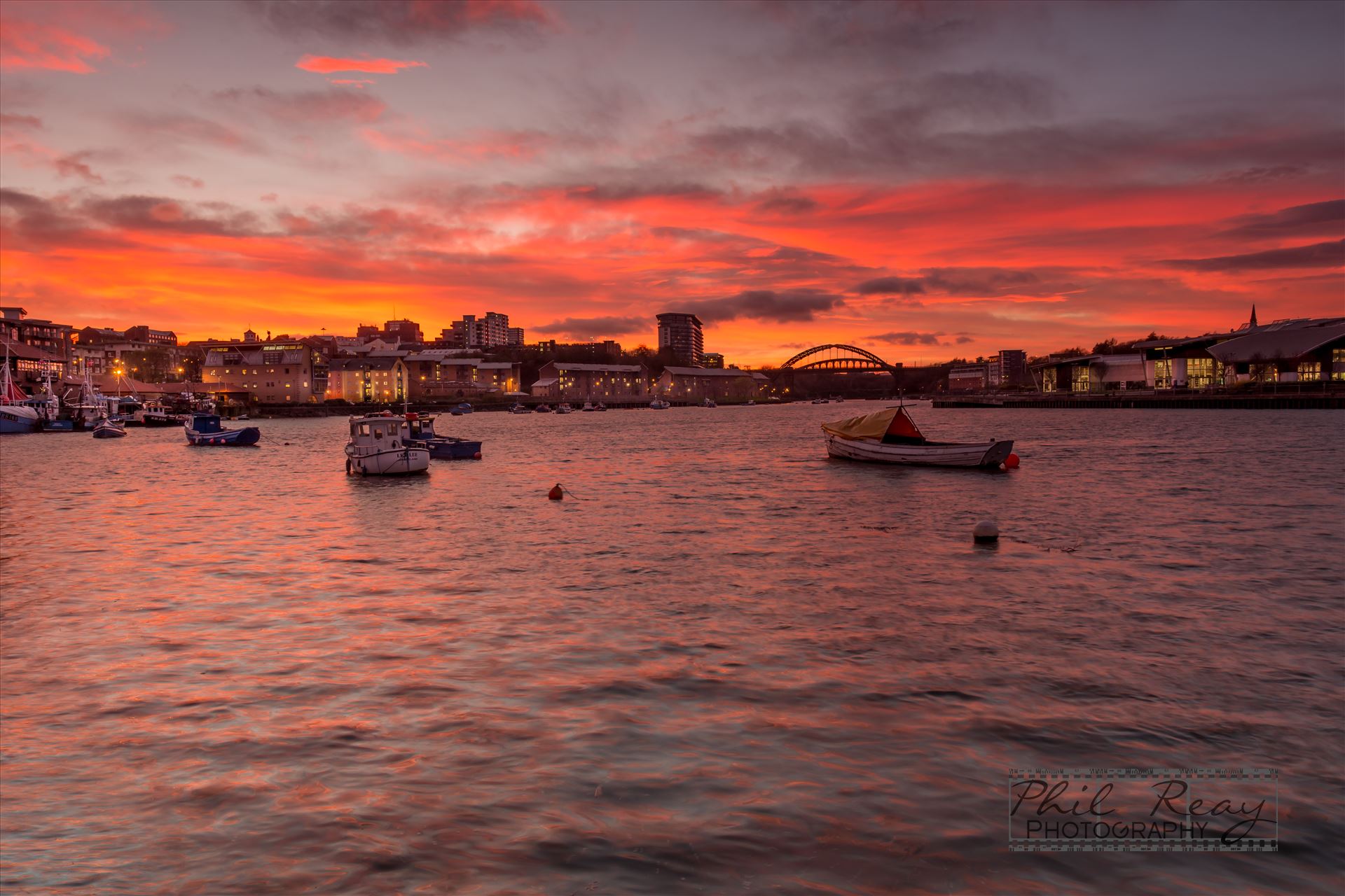 Fishing boats at sunset - A fabulous sunset at Sunderland Fish Quay by philreay