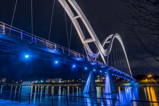 The Infinity Bridge is a public pedestrian and cycle footbridge across the River Tees that was officially opened on 14 May 2009 at a cost of £15 million.