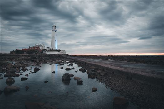 St Mary`s lighthouse stands on a small rocky tidal island which is linked to the mainland by a short concrete causeway and is submerged at high tide. The lighthouse was built in 1898 & was decommissioned in 1984, 2 years after becoming automatic.