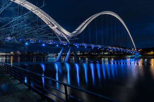 The Infinity Bridge is a public pedestrian and cycle footbridge across the River Tees that was officially opened on 14 May 2009 at a cost of £15 million.