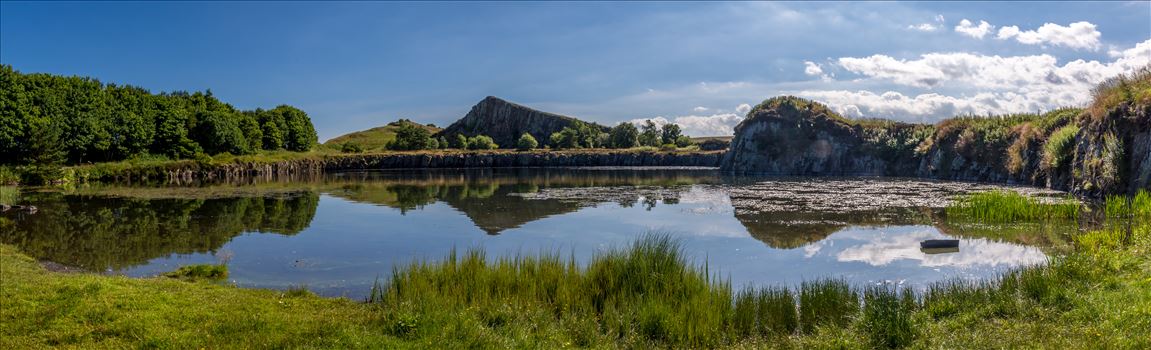 Cawfields Quarry - Cawfields is a former quarry cutting dramatically through the Wall and the underlying Whin Sill dolerite bedrock. It comprises a large pond and car park with good walking access to Milecastle 42 on the Roman Wall.