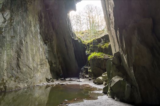 Cathedral Cave - The Cathedral quarries are a small network of inter-linked quarries above Little Langdale. The system is best known for its main chamber, which still stands forty feet in height.