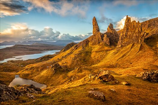 The Old Man of Storr - The Storr is a rocky hill on the Trotternish peninsula of the Isle of Skye in Scotland. The hill presents a steep rocky eastern face overlooking the Sound of Raasay, contrasting with gentler grassy slopes to the west.